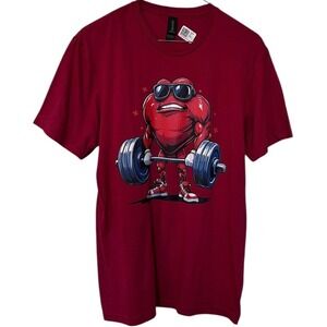 Gildan Graphic Tee Weightlifting Heart Funny Short Sleeve T-Shirt‎ Size S